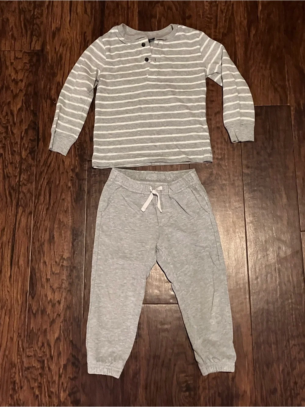 Janie and Jack Gray Striped Long-Sleeve Top & Solid Gray Joggers
